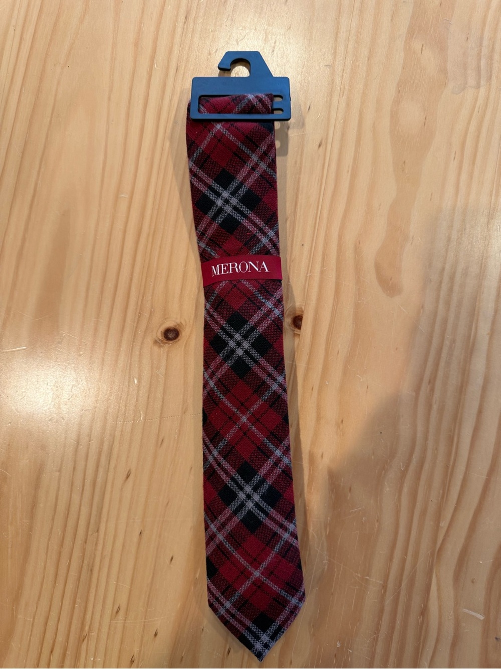Merona Red and Black Plaid Men's Tie